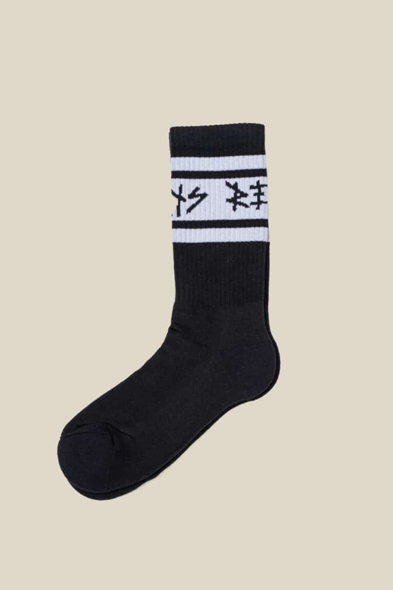 Black Crew Stripe Socks