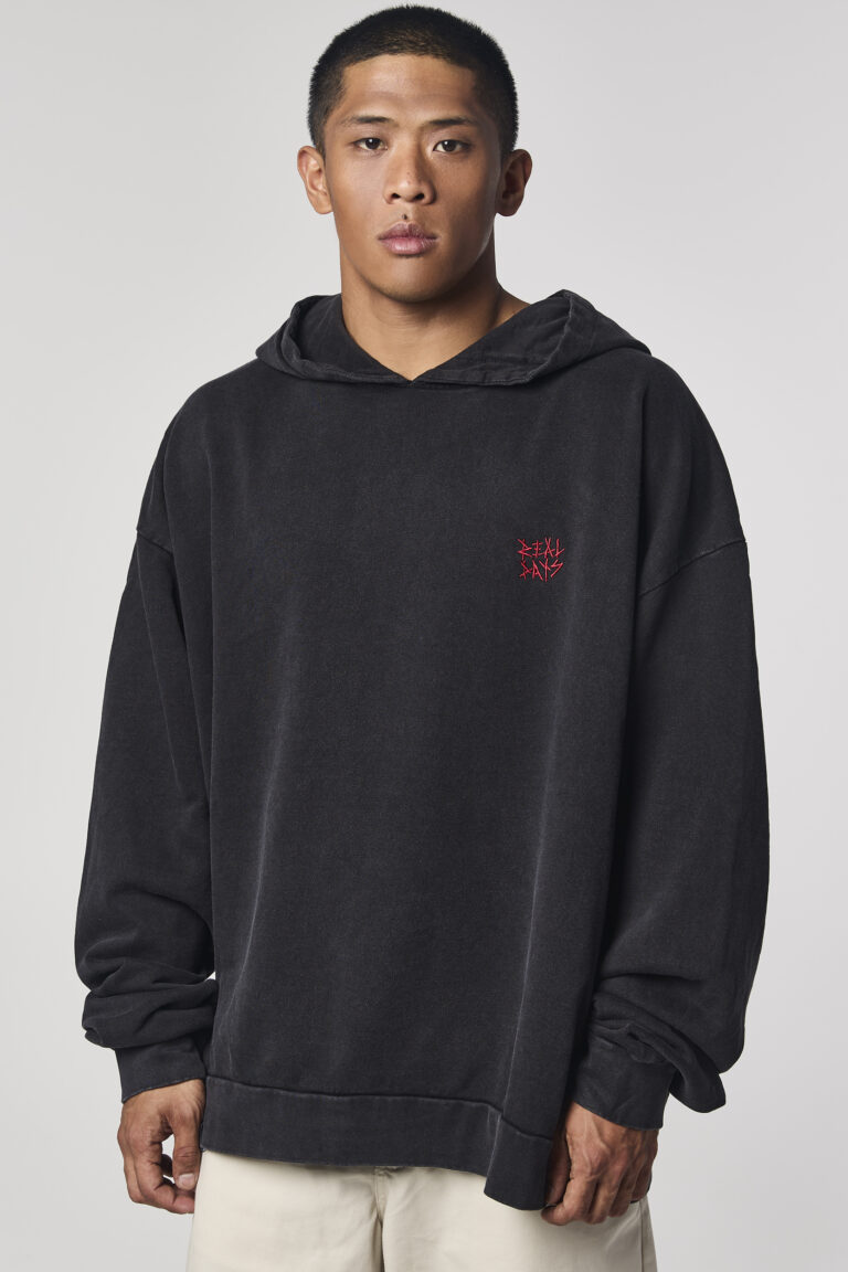Black Acid Washed Oversized Hoodie
