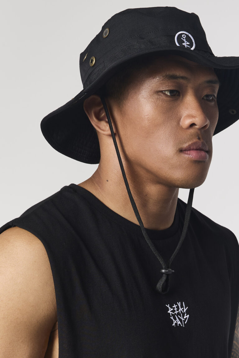 Black Patch Bucket Cap