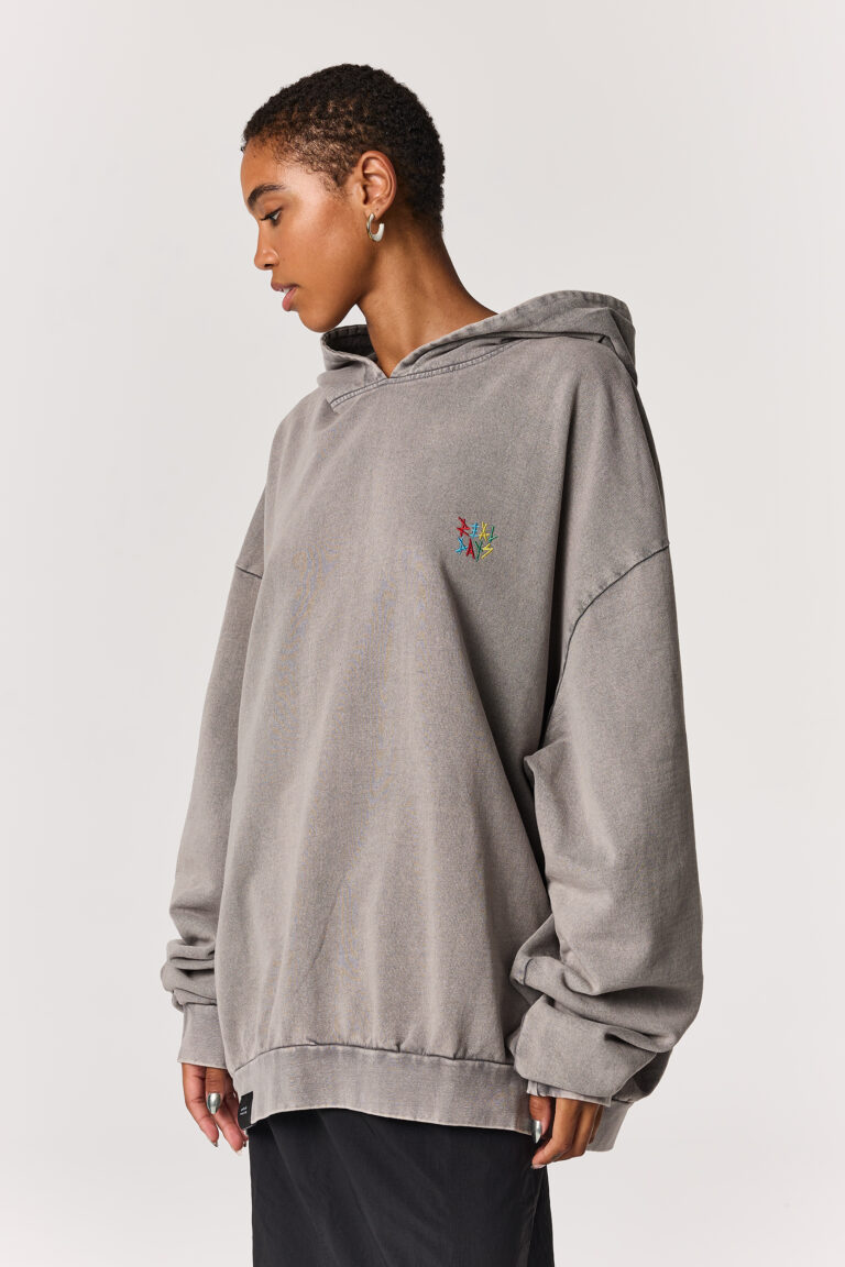 Grey Acid Washed Oversized Hoodie