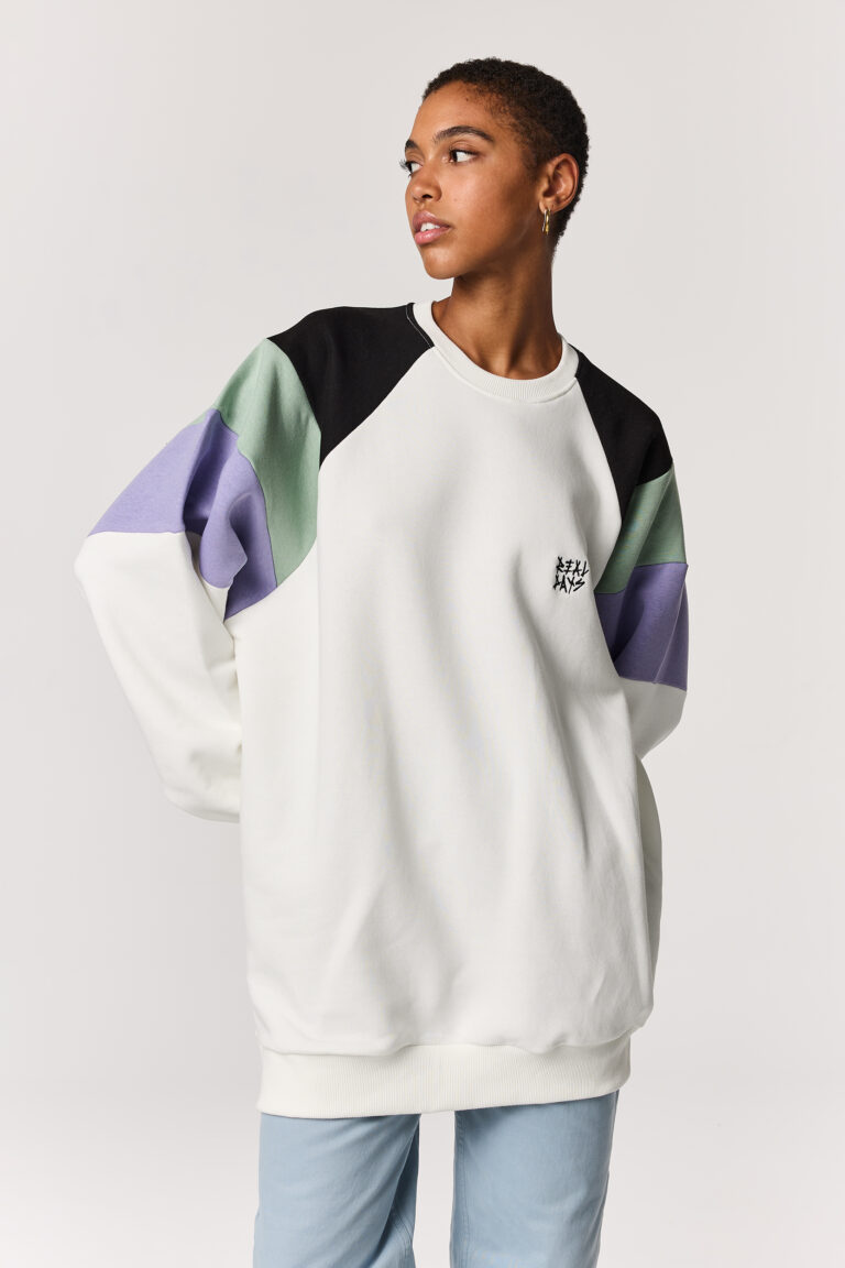 White Retro Rush Oversized Crewneck