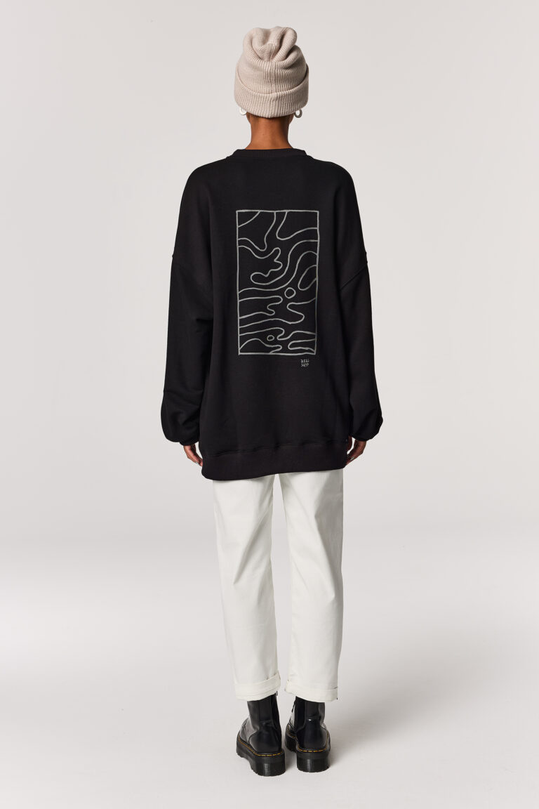 Black Liquid Motion Oversized Crewneck