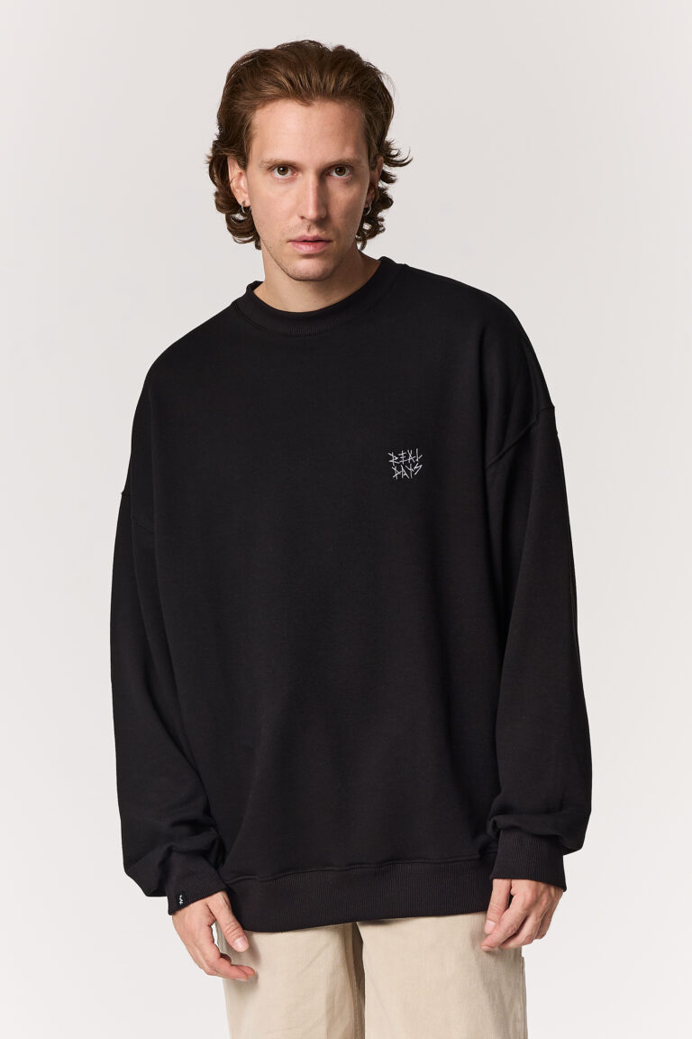 Black Liquid Motion Oversized Crewneck