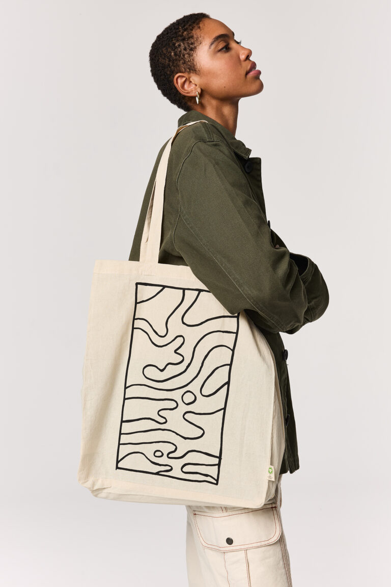 Beige Liquid Motion Tote Bag