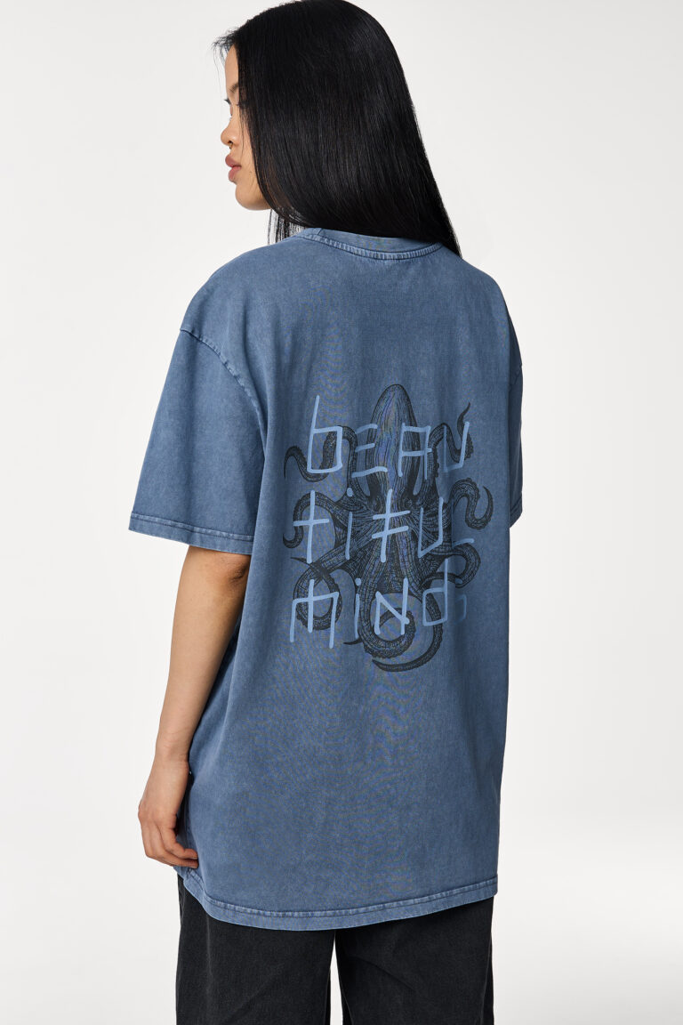 Blue Acid Washed Octopus T-shirt