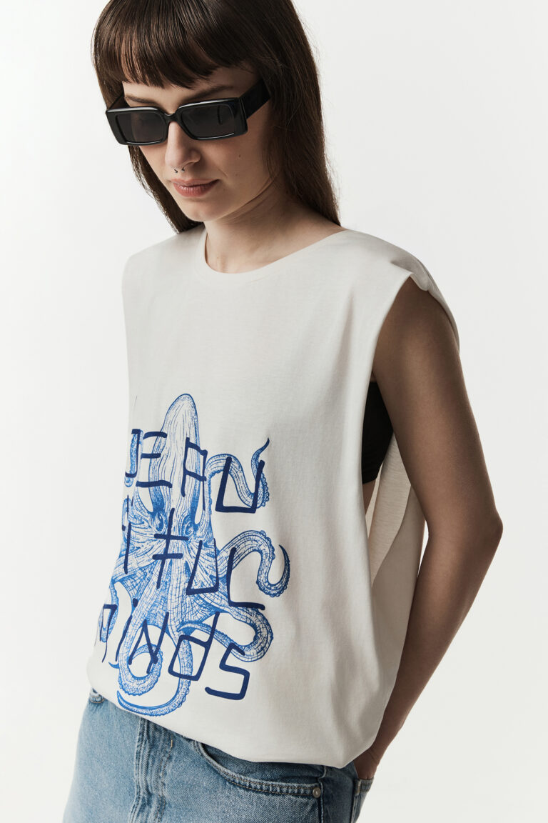 White Octopus Sleeveless Tank