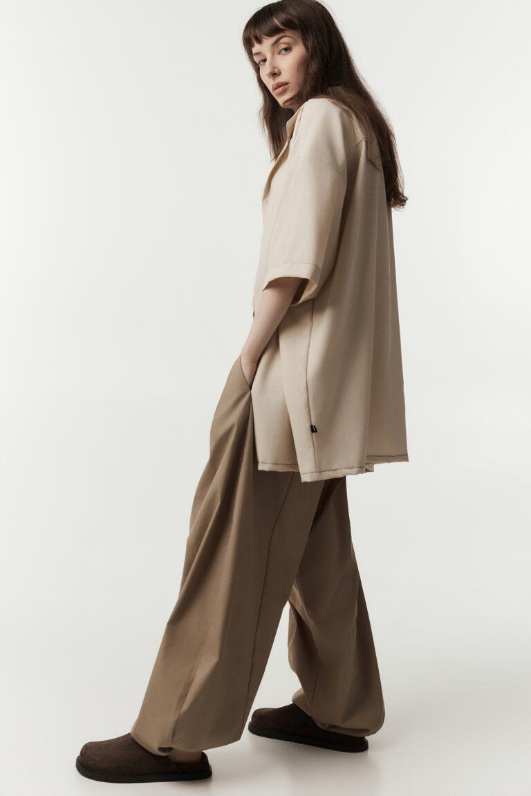 Sandstone Linen-Edge Short Sleeve Shirt