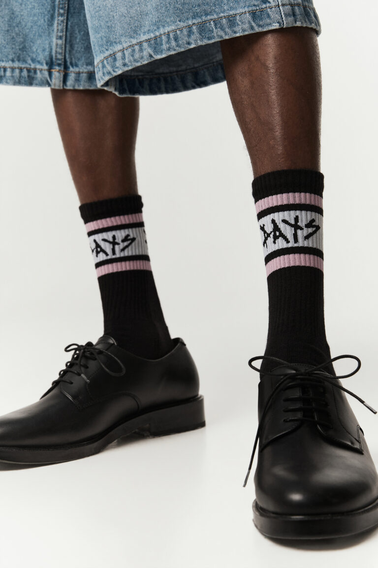 Black Pinky Crew Stripe Socks