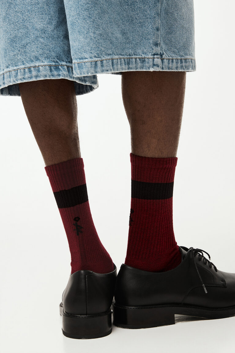Dark Red R-Logo Basic Socks