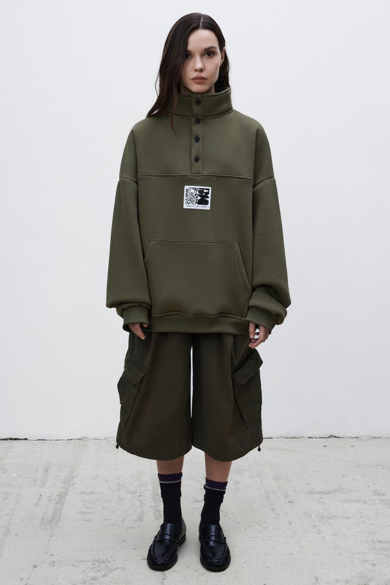 Khaki Oversized Quarter Button